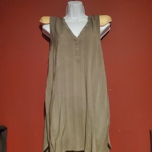 Anthropologie Khaki V-Neck Tunic